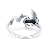 Frog Band Oxidized Solid 925 Sterling Silver Thumb Ring (13mm)