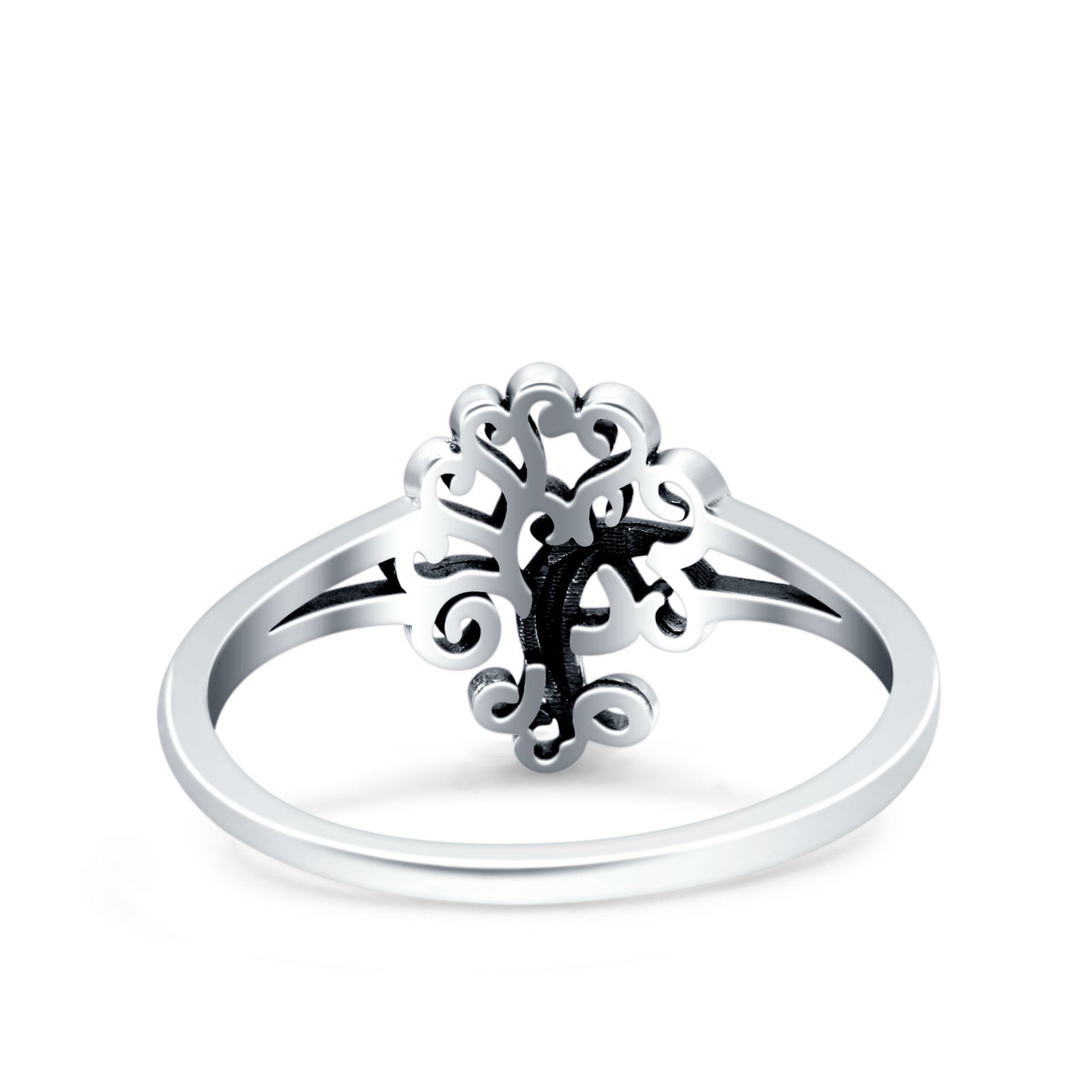 Tree Oxidized Band Solid 925 Sterling Silver Thumb Ring (12mm)