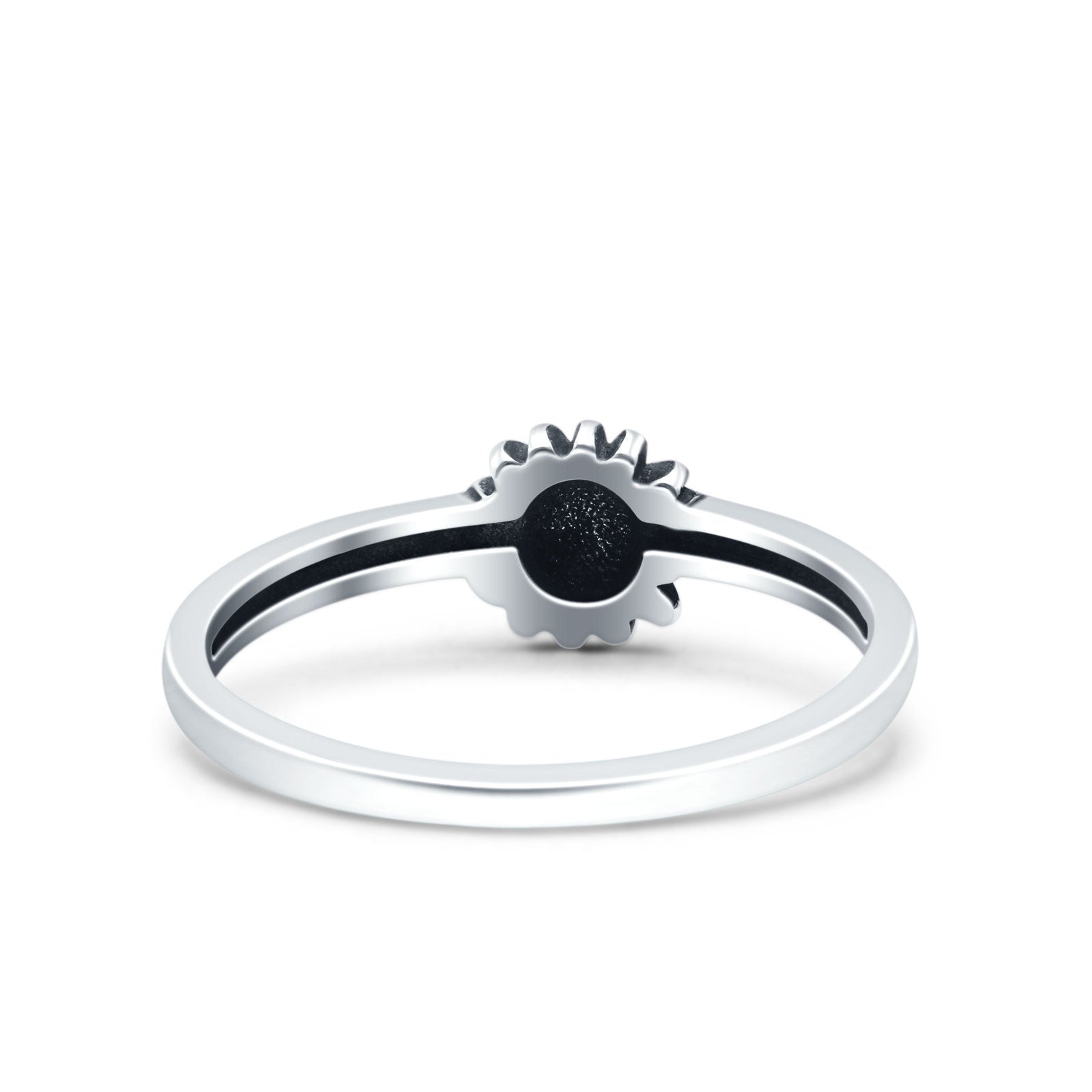 Sun Smiley Face Ring Oxidized Band Solid 925 Sterling Silver Thumb Ring (6mm)