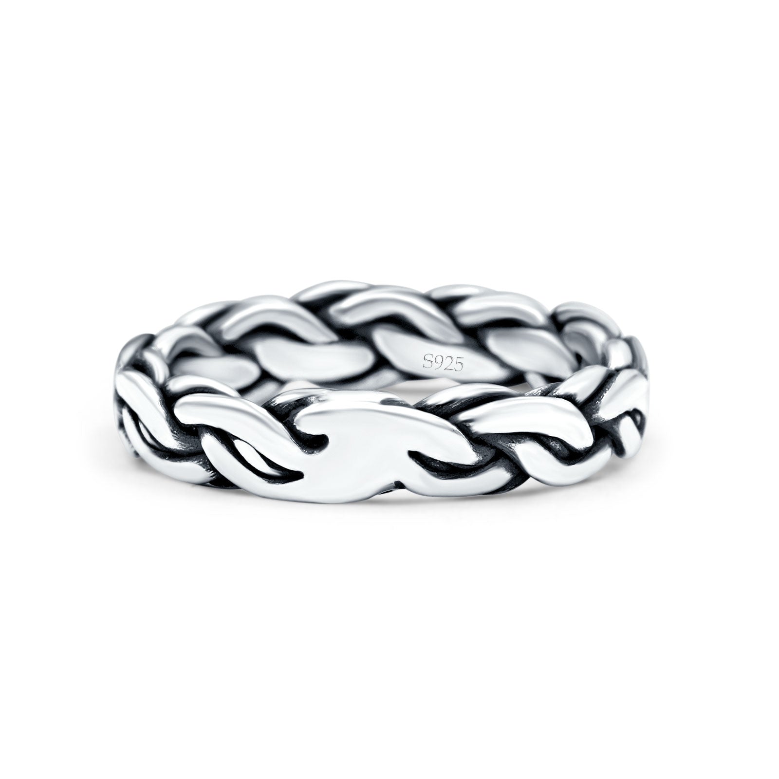Puzzle Braided Oxidized Band Solid 925 Sterling Silver Thumb Ring (5mm)