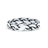 Puzzle Braided Oxidized Band Solid 925 Sterling Silver Thumb Ring (5mm)