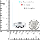 Mountains Oxidized Band Solid 925 Sterling Silver Thumb Ring (4mm)