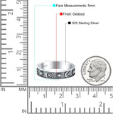 Sun, Moon, and Stars Oxidized Band Solid 925 Sterling Silver Thumb Ring (5mm)