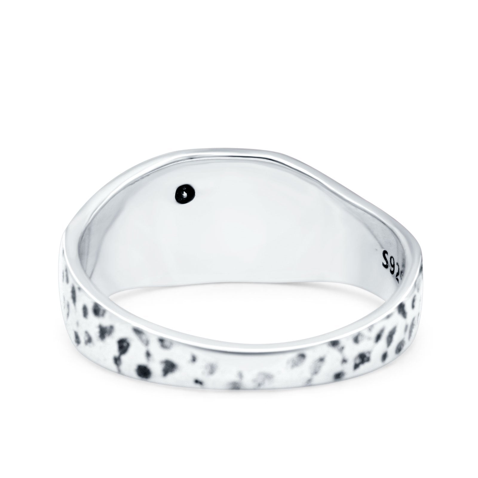 Mountains, Trees Sun Oxidized Band Solid 925 Sterling Silver Thumb Ring (8mm)