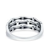 Bamboo Oxidized Band Solid 925 Sterling Silver Thumb Ring (7.7mm)