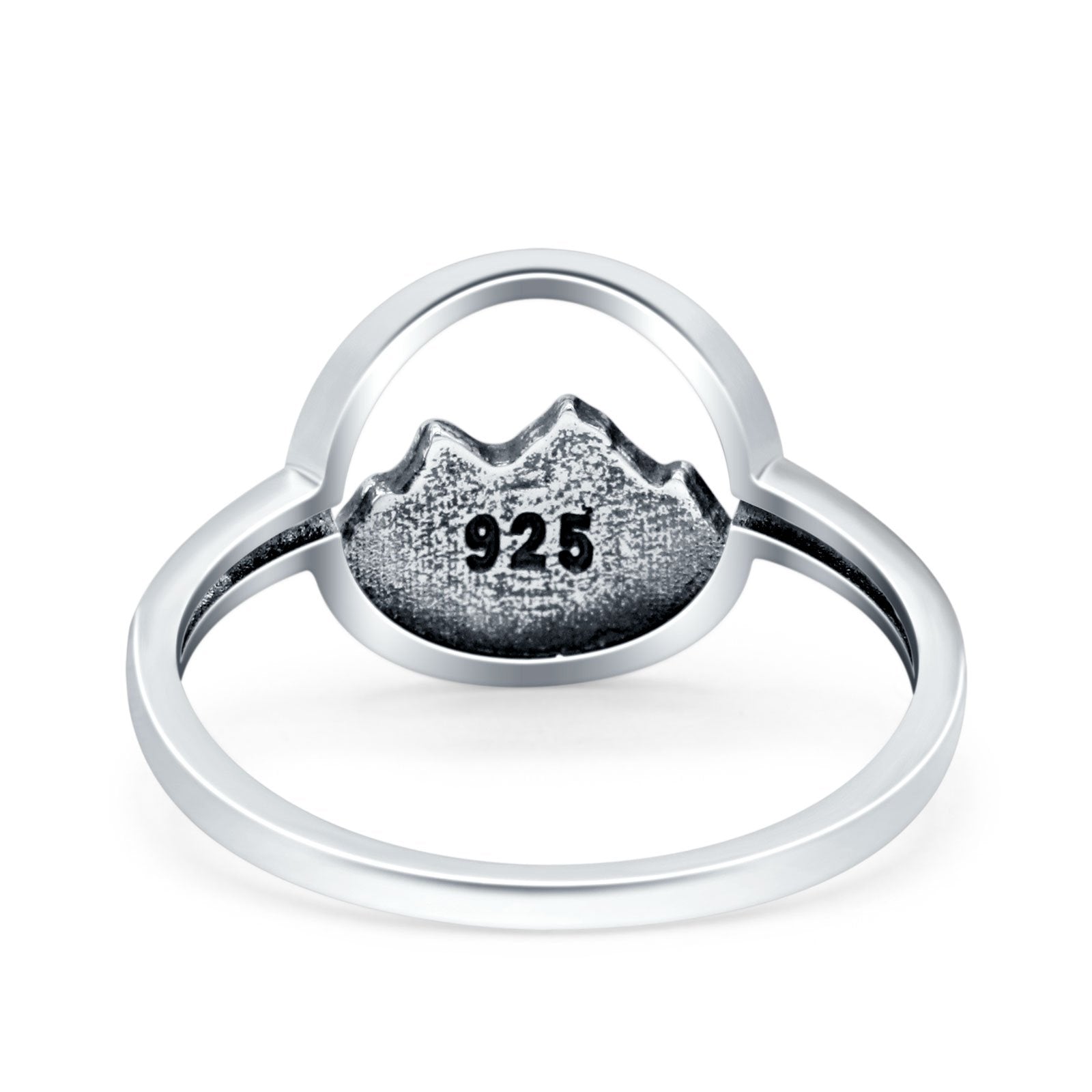 Mountains Oxidized Band Solid 925 Sterling Silver Thumb Ring (11.8mm)