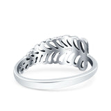Leaf Oxidized Band Solid 925 Sterling Silver Thumb Ring (8.1mm)