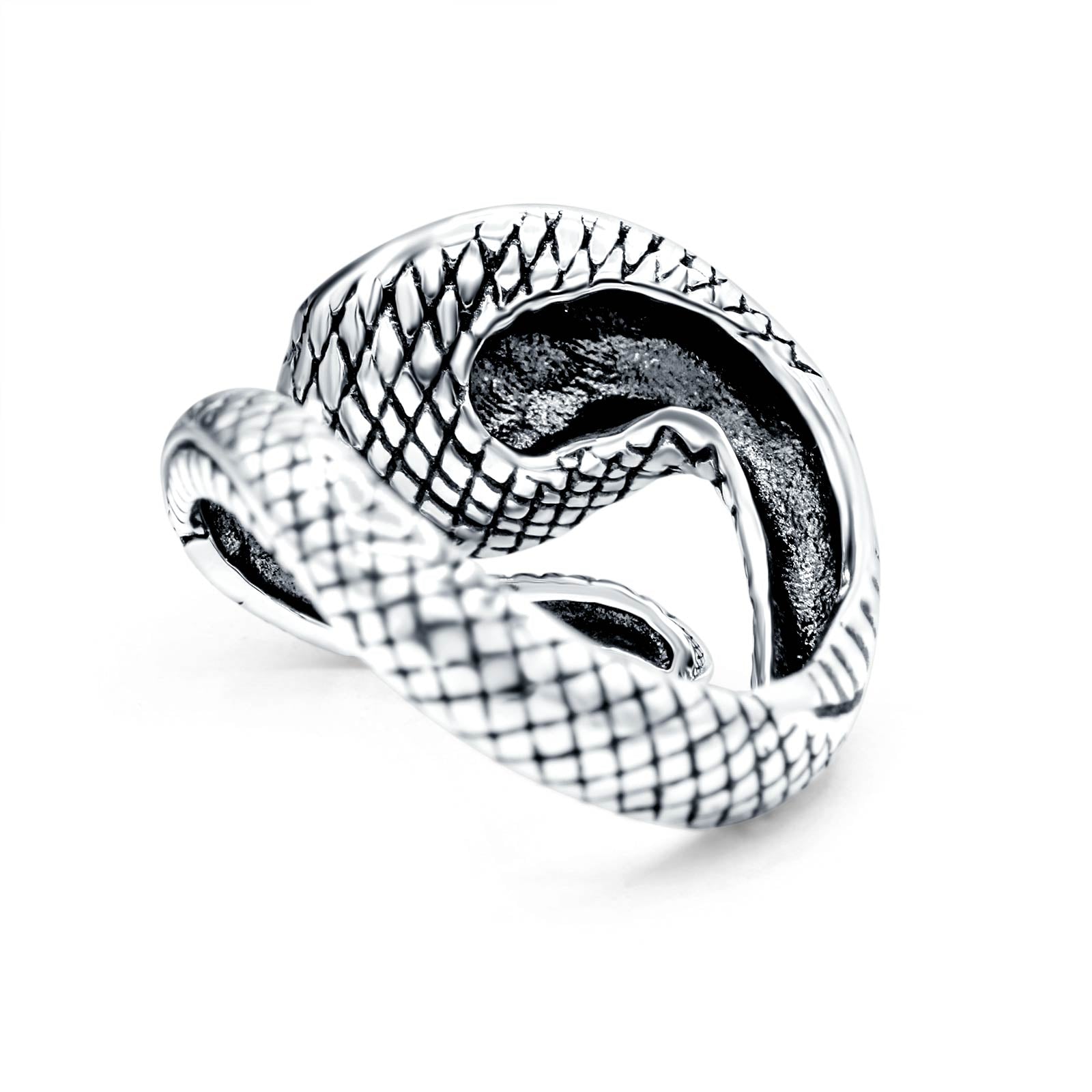 Cobra Snake Oxidized Band Solid 925 Sterling Silver Thumb Ring (15.6mm)