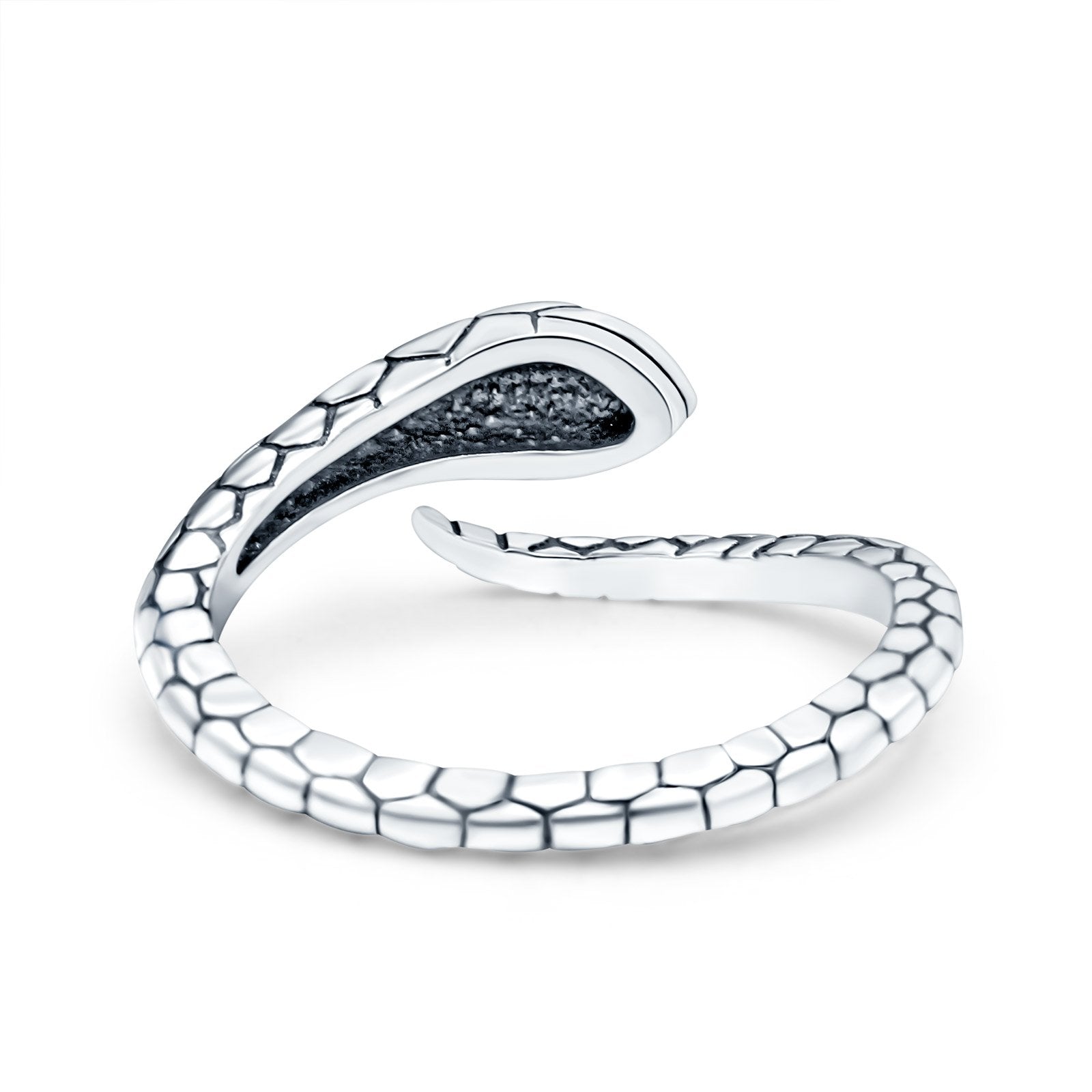 Snake Oxidized Band Solid 925 Sterling Silver Thumb Ring (8mm)