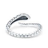Snake Oxidized Band Solid 925 Sterling Silver Thumb Ring (8mm)