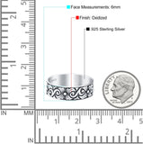 Filigree Vine Oxidized Band Solid 925 Sterling Silver Thumb Ring (6mm)