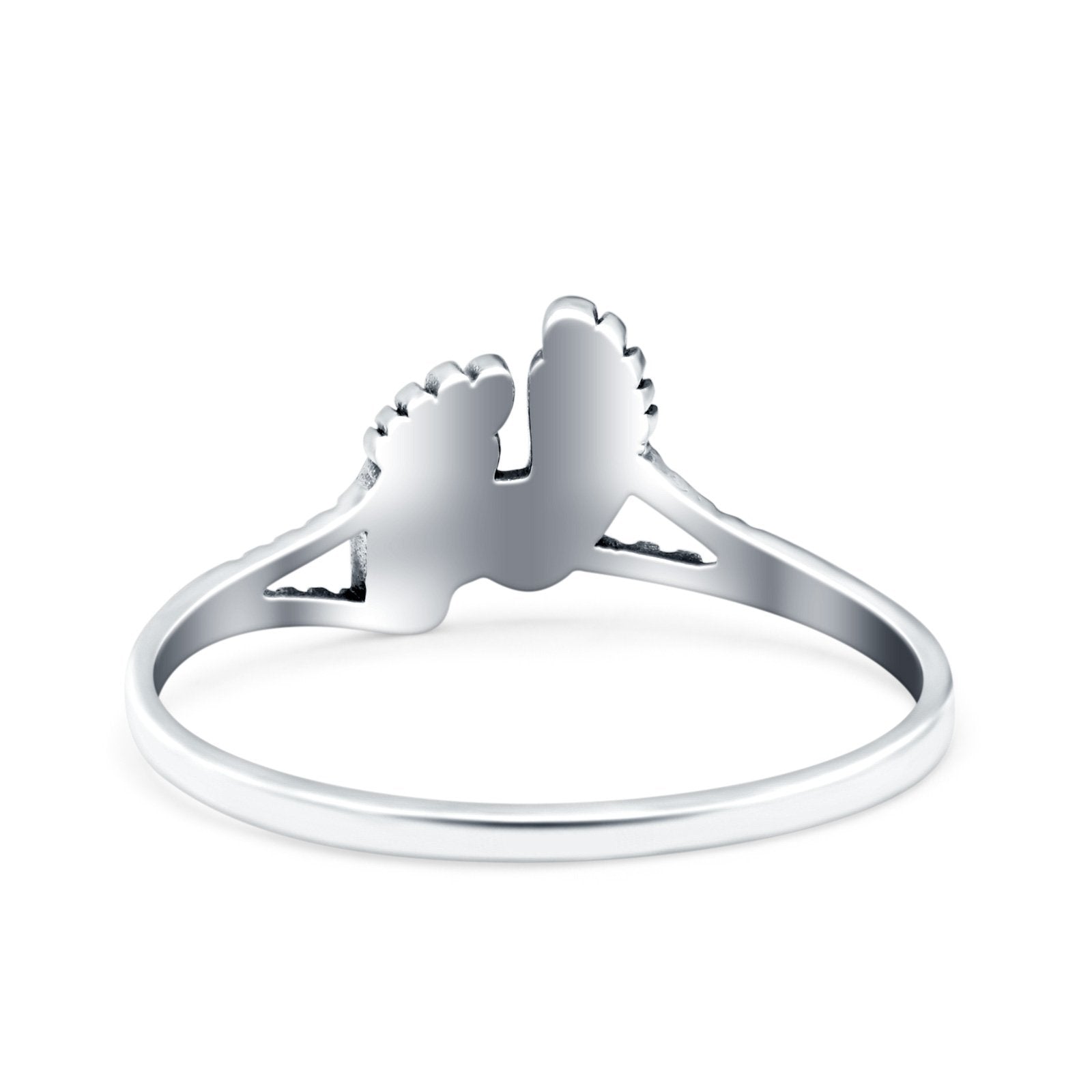 Feet Oxidized Band Solid 925 Sterling Silver Thumb Ring (8mm)