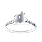 Feet Oxidized Band Solid 925 Sterling Silver Thumb Ring (8mm)