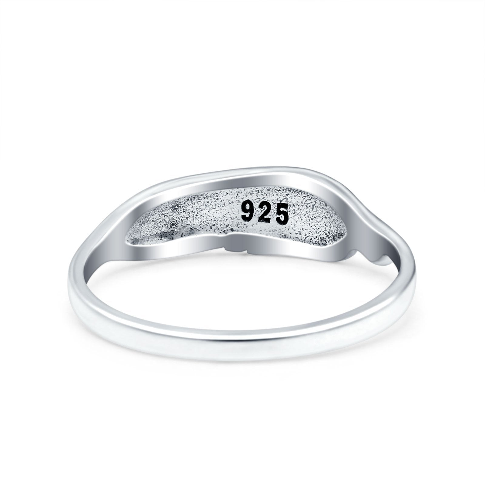 Sideways Feather Oxidized Solid 925 Sterling Silver Thumb Ring (6mm)