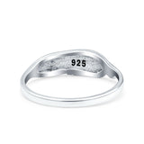 Sideways Feather Oxidized Solid 925 Sterling Silver Thumb Ring (6mm)