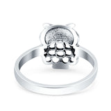 Owl Oxidized Band Solid 925 Sterling Silver Thumb Ring (12mm)