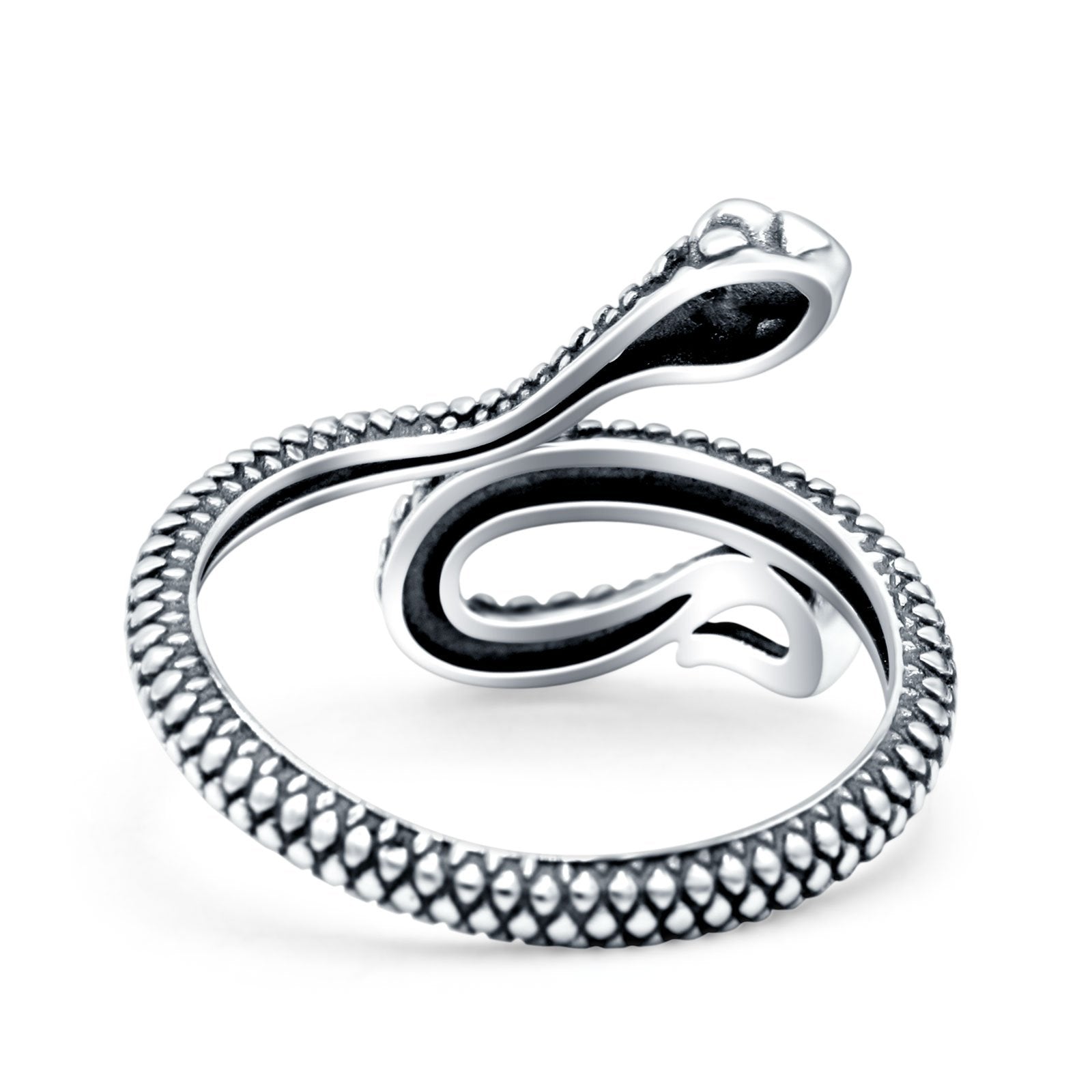 Snake Oxidized Band Solid 925 Sterling Silver Thumb Ring (18mm)
