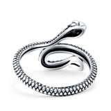 Snake Oxidized Band Solid 925 Sterling Silver Thumb Ring (18mm)