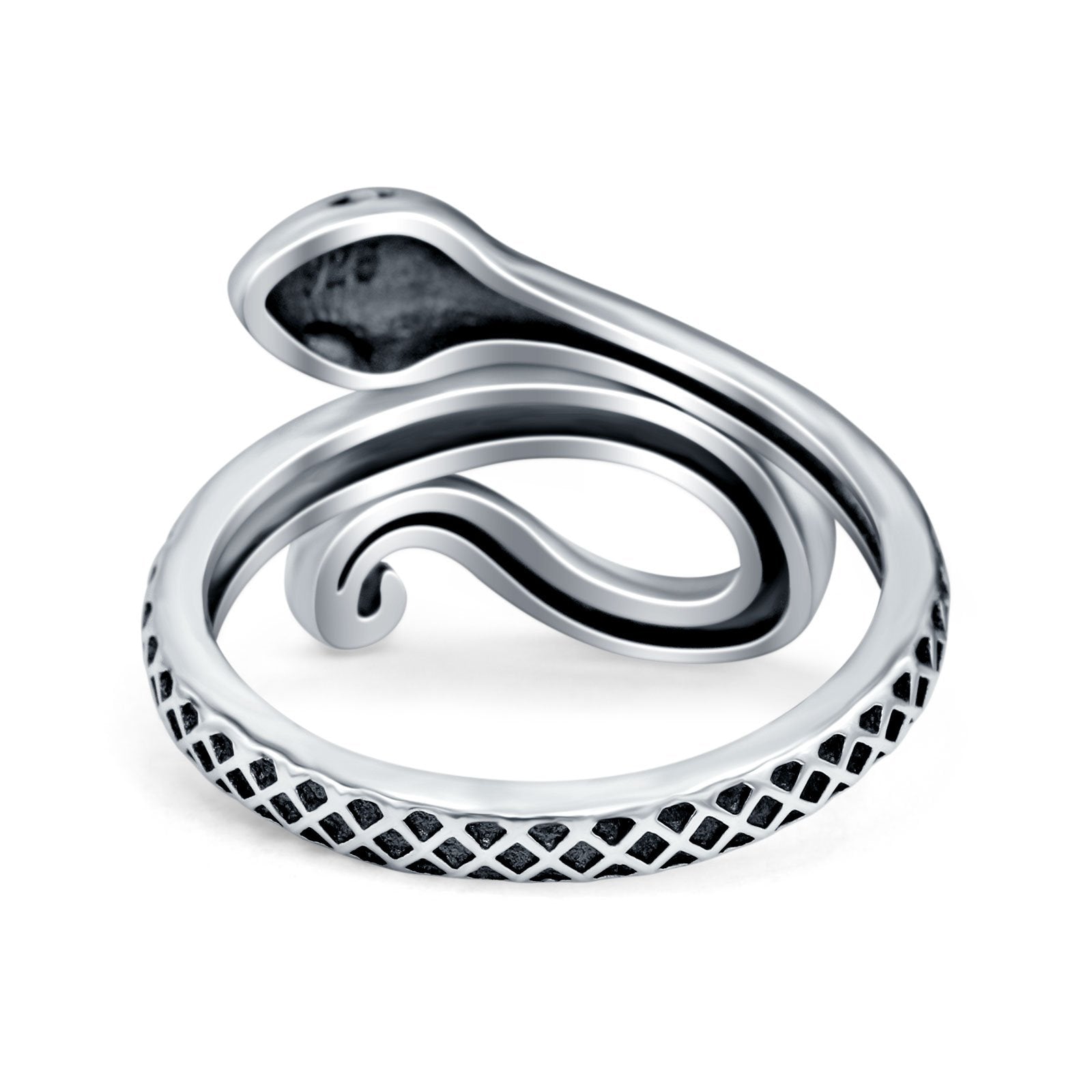 Snake Oxidized Band Solid 925 Sterling Silver Thumb Ring (18mm)