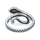 Snake Oxidized Band Solid 925 Sterling Silver Thumb Ring (18mm)