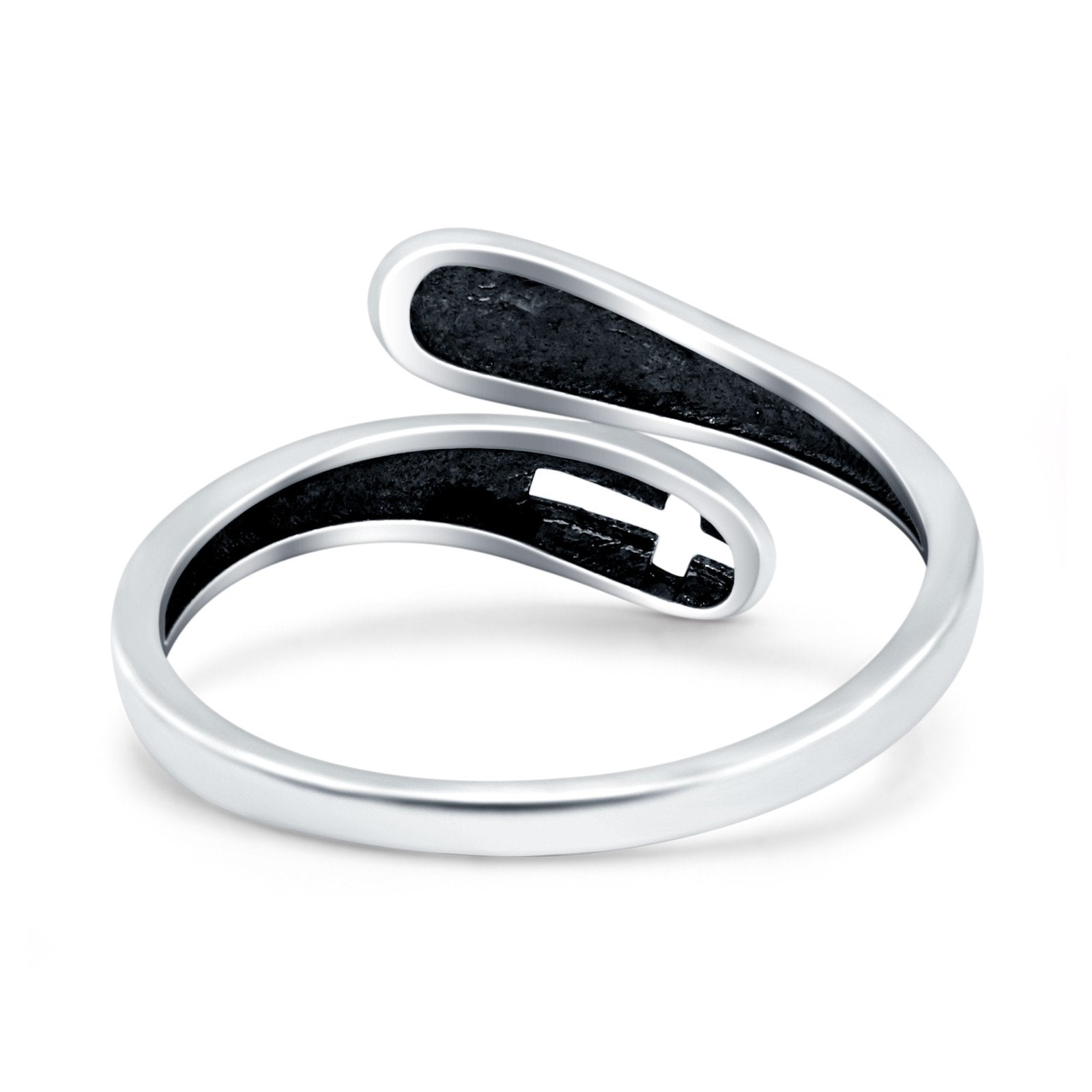 Faith & Cross Band Oxidized Ring Solid 925 Sterling Silver (11mm)