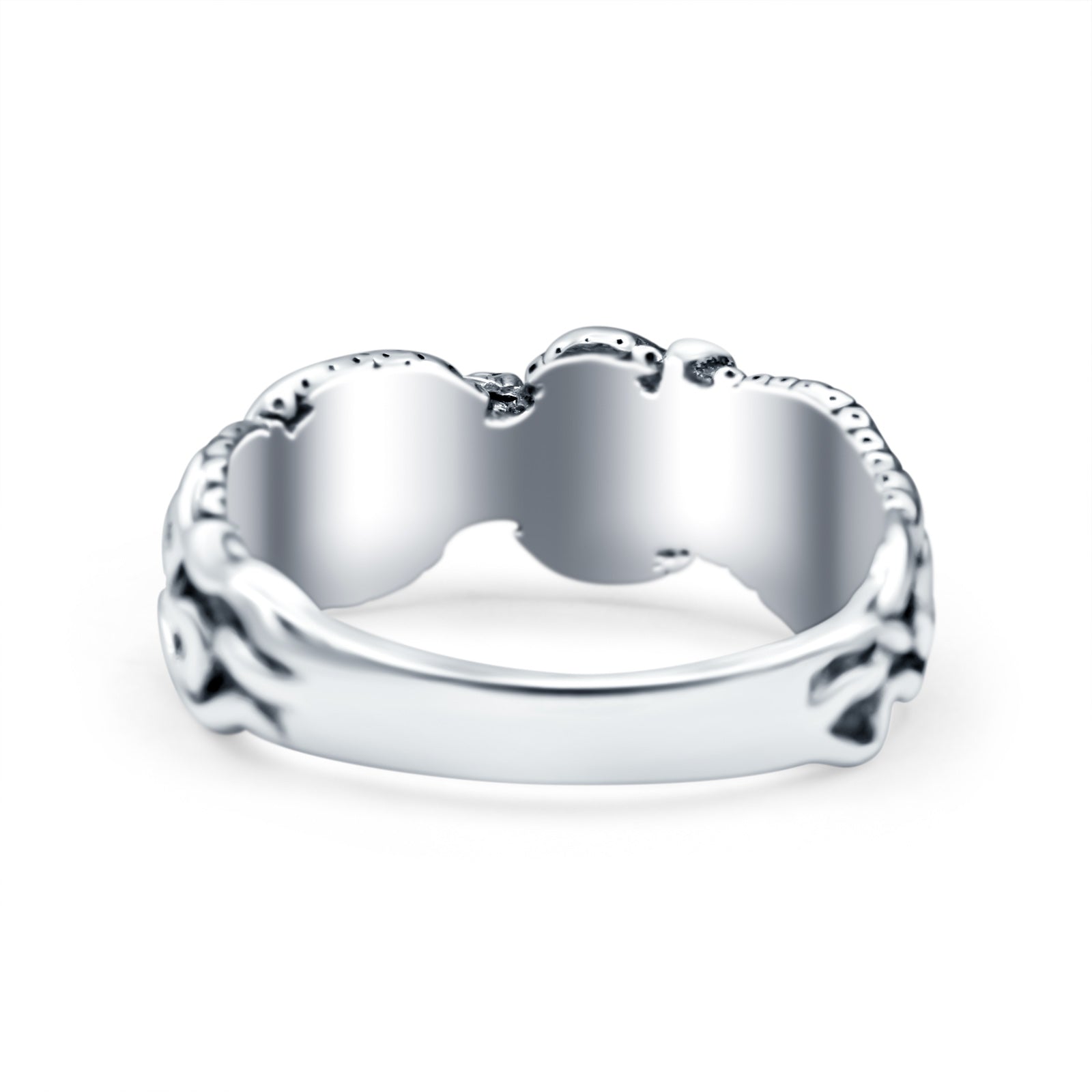 Octopus Oxidized Band Solid 925 Sterling Silver Thumb Ring (7mm)