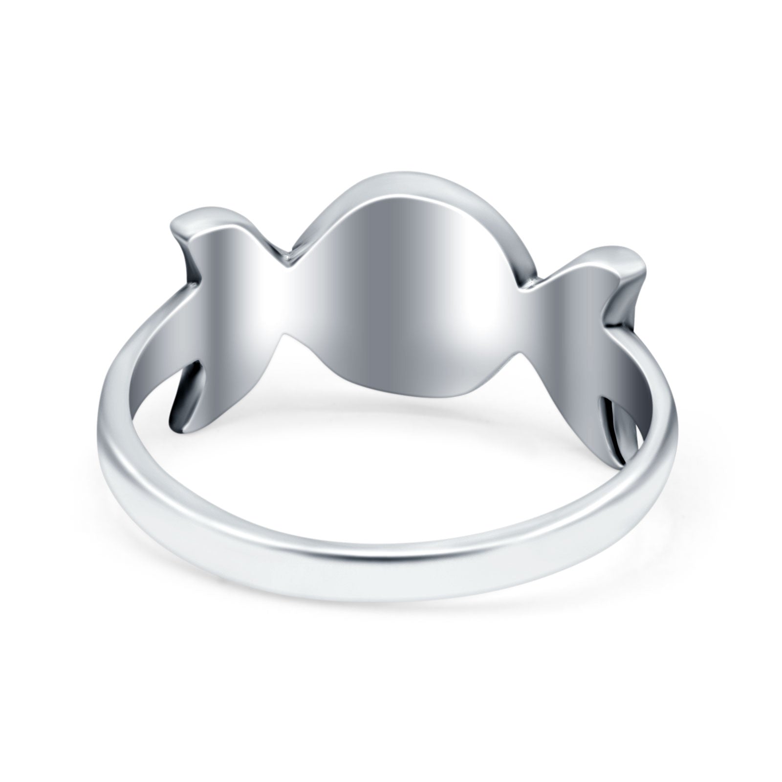 Moon Phases Style Band Solid 925 Sterling Silver Ring (9mm)