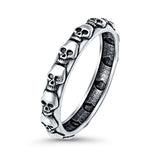 Skull Oxidized Band Solid 925 Sterling Silver Thumb Ring (4mm)
