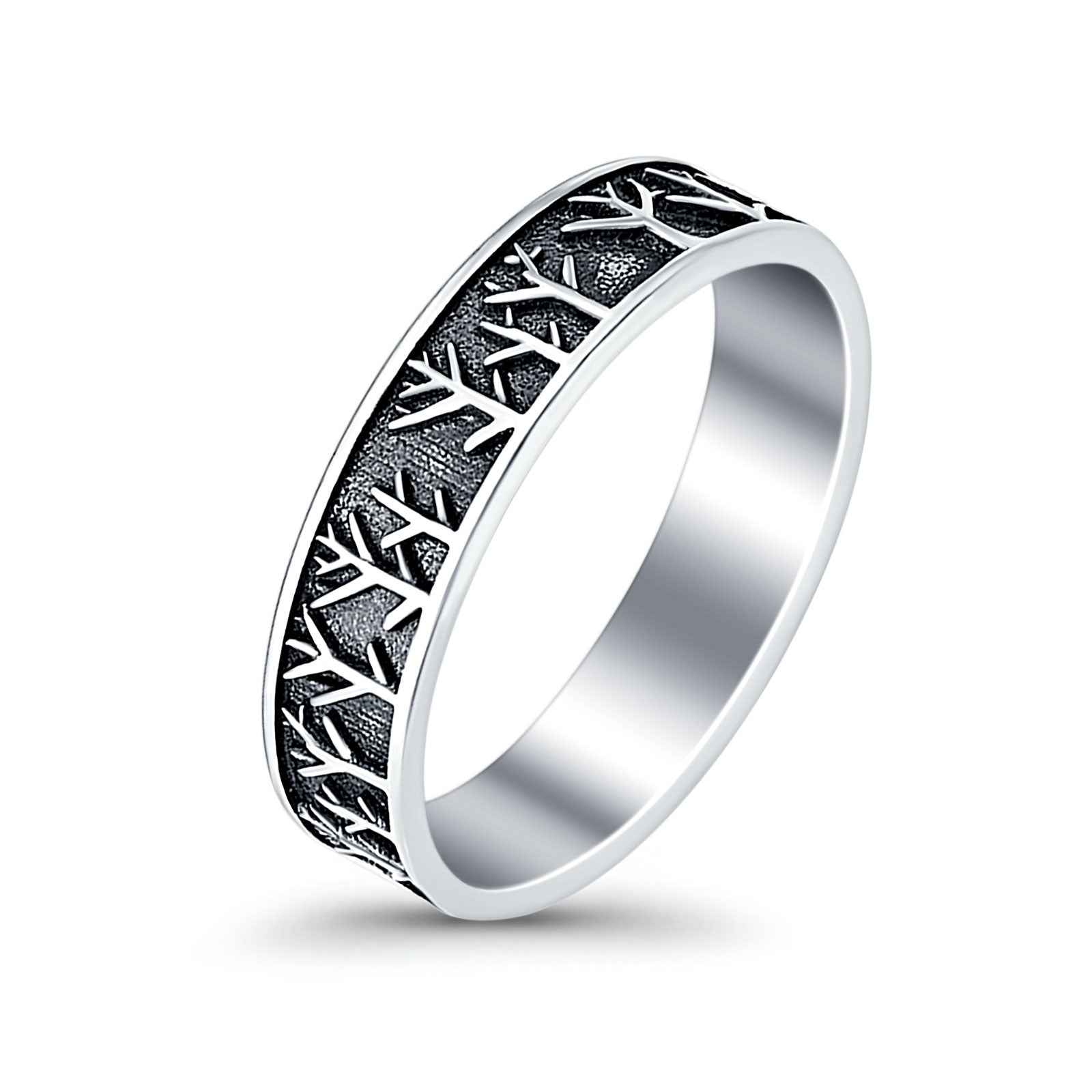 Trees Oxidized Band Solid 925 Sterling Silver Thumb Ring (5mm)