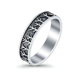 Trees Oxidized Band Solid 925 Sterling Silver Thumb Ring (5mm)