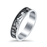 Nature Oxidized Band Solid 925 Sterling Silver Thumb Ring (5mm)