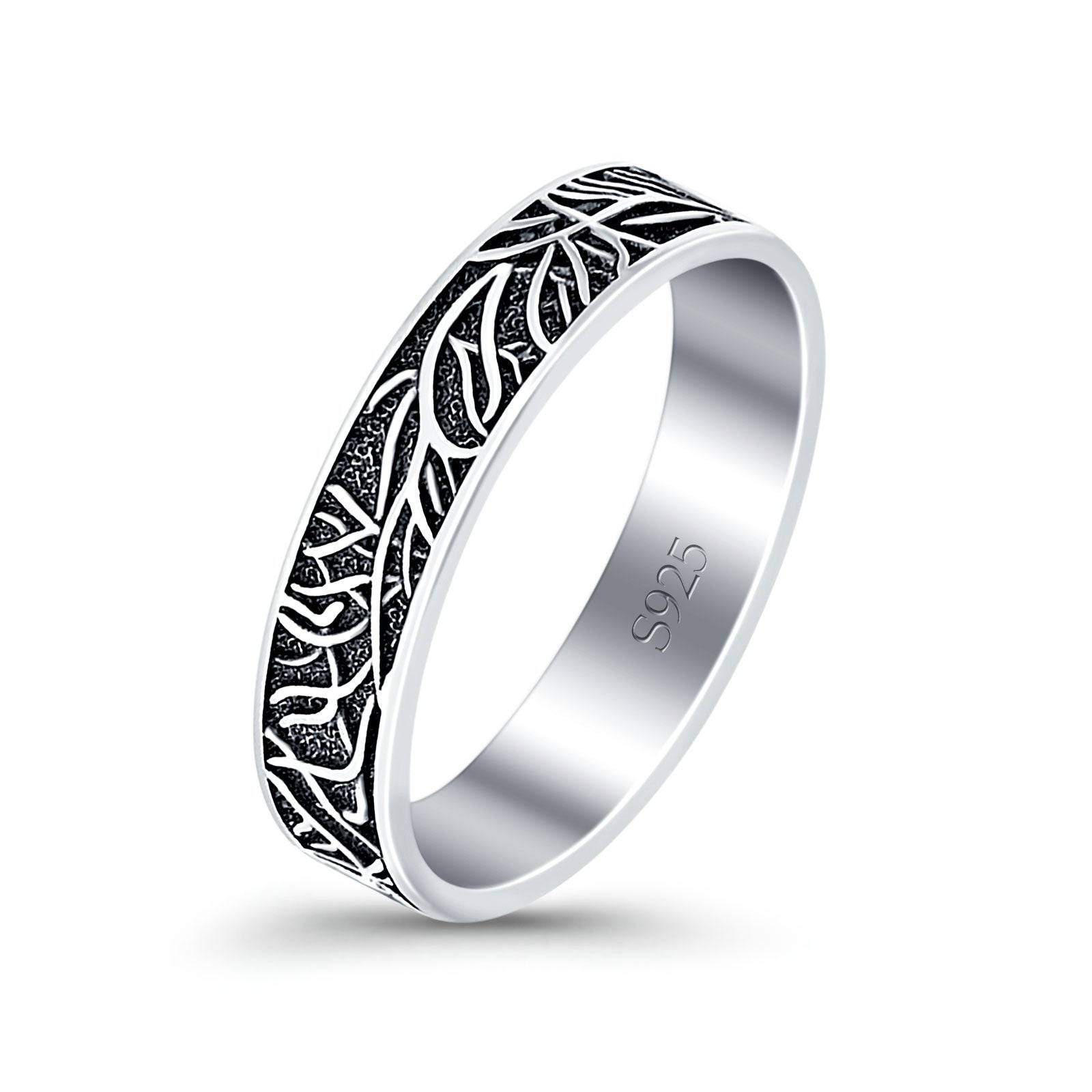 Tree Branches Oxidized Band Solid 925 Sterling Silver Thumb Ring (4.5mm)