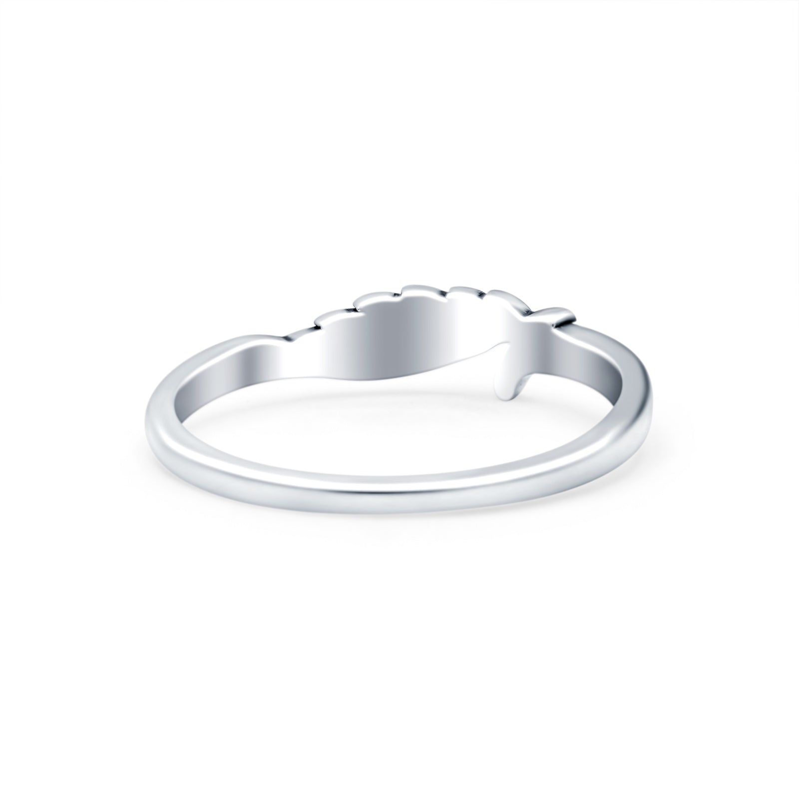 Wing Oxidized Band Solid 925 Sterling Silver Thumb Ring (5mm)
