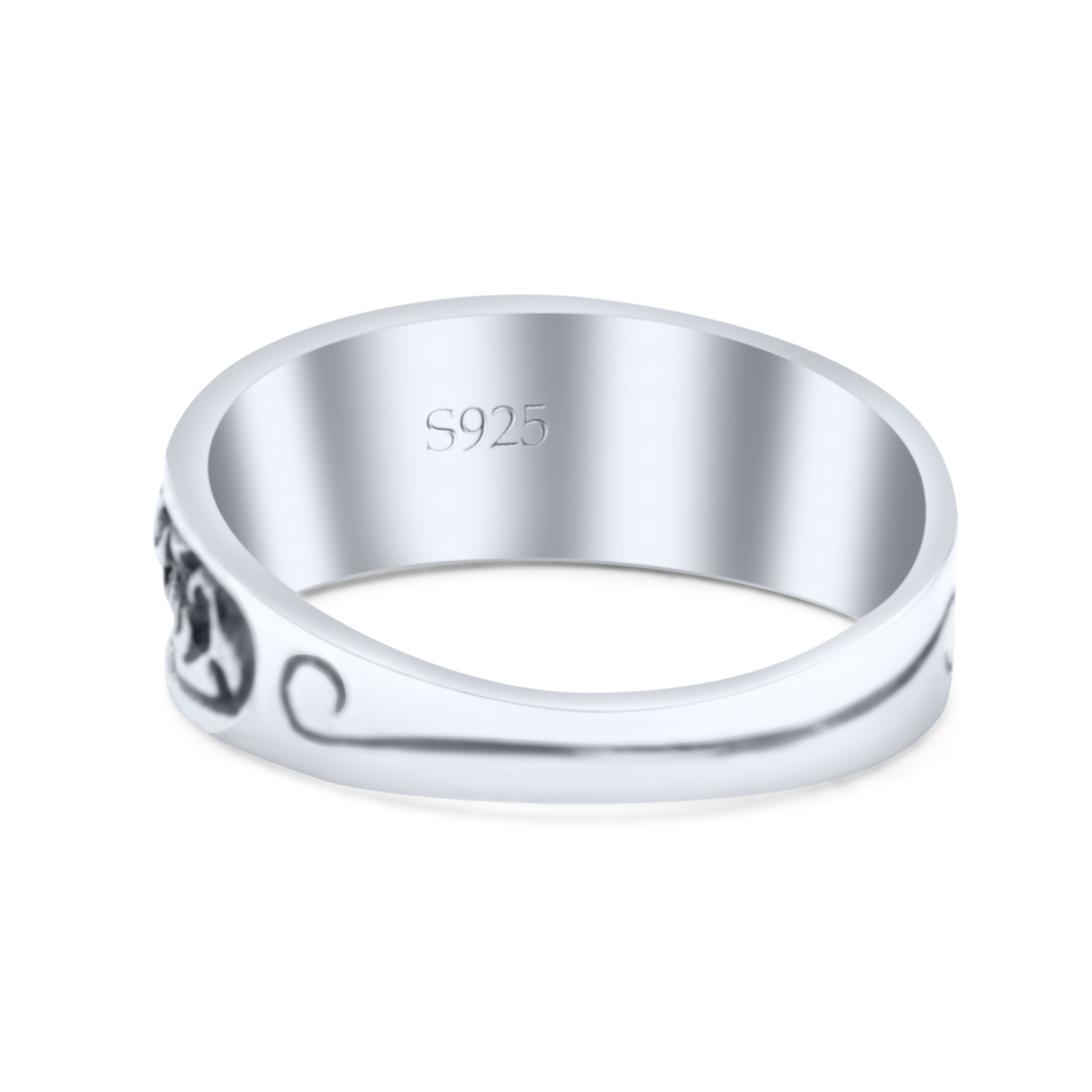 Engraved Floral Designer Trendy Oxidized Band Thumb Ring