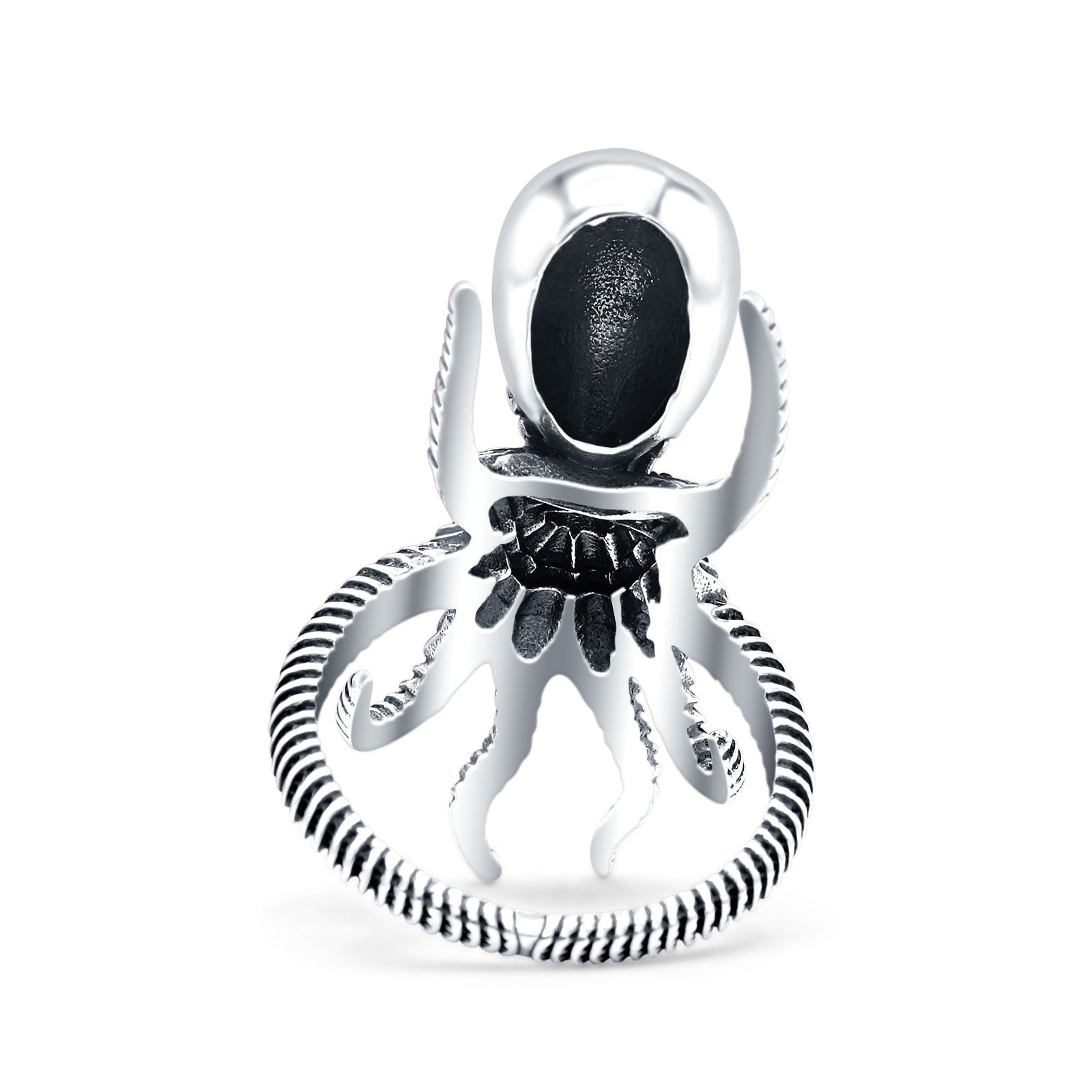 Octopus Oxidized Band Solid 925 Sterling Silver Thumb Ring (30mm)