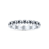 Stackable Attractive Eternity Rounded Oxidized Stars Engraved Promise Band Thumb Ring