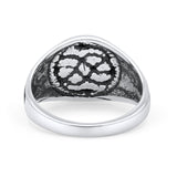 Celtic Snakes Triquetra Knot Artisan Oxidized Finish Statement Band Thumb Ring