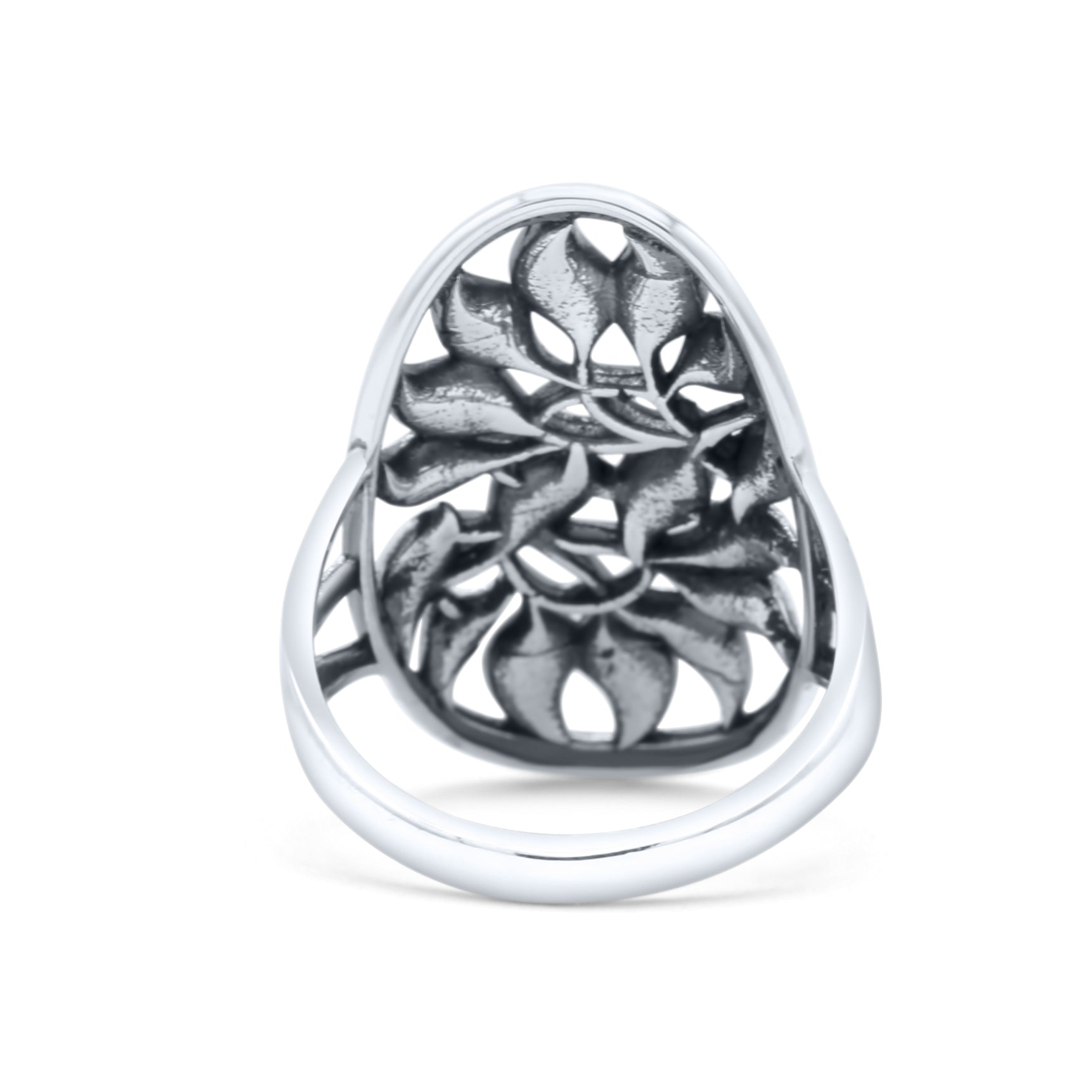 Leaves Circle Charm Tree of Life Statement Oxidized Band Thumb Ring