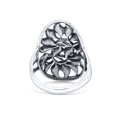 Leaves Circle Charm Tree of Life Statement Oxidized Band Thumb Ring