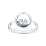 Filigree Swirl Petite Dainty Ocean Wave Circle Fashion Oxidized Band Thumb Ring