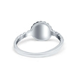 Petite Dainty Stone Oxidized Round Simulated Turquoise CZ 925 Sterling Silver