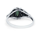 Filigree Marquise Simulated Turquoise Ring Oxidized 925 Sterling Silver