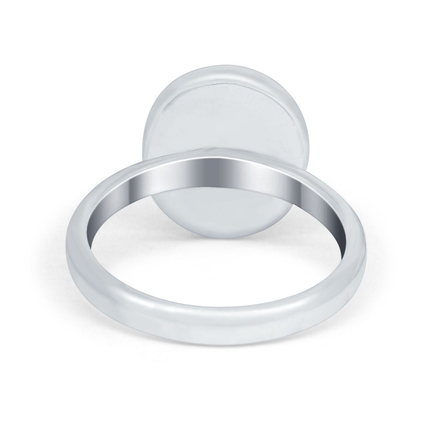 Solitaire Oval Simulated Turquoise CZ Ring Round 925 Sterling Silver