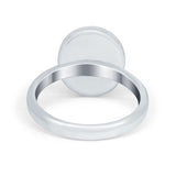 Solitaire Oval Simulated Turquoise CZ Ring Round 925 Sterling Silver