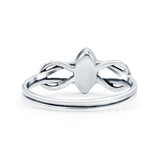 Celtic Knot Weave Petite Dainty Marquise Promise Ring Lab Created Blue Opal Band Oxidized Braided 925 Sterling Silver