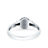 Vintage Style Lab Opal Petite Dainty Ring Solid Lab Created White Opal Round Oxidized 925 Sterling Silver