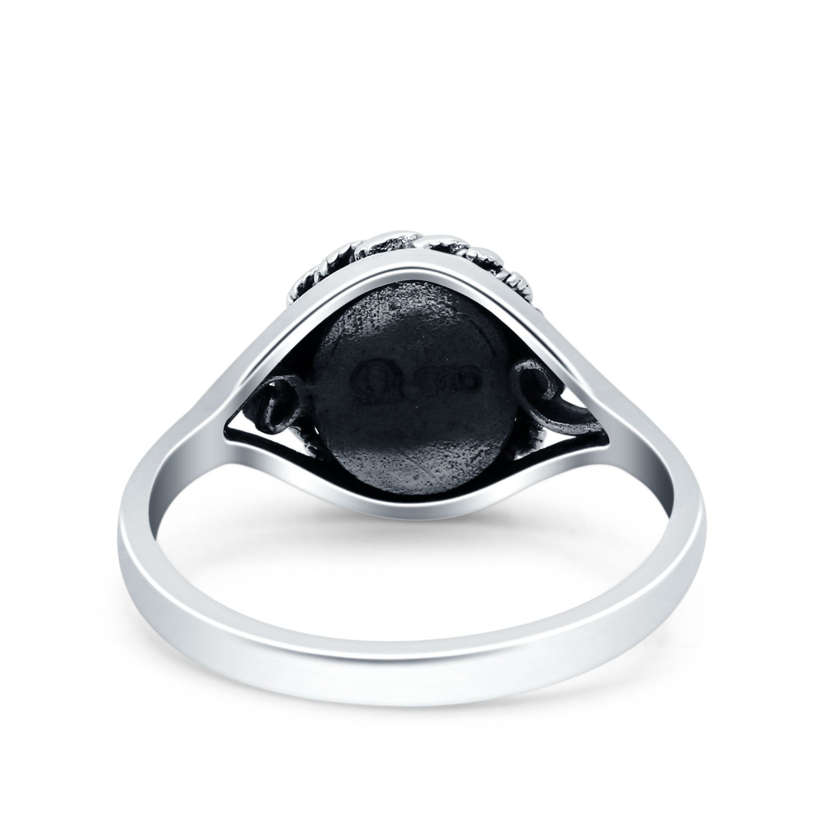 Filigree Petite Dainty Lab Opal Ring Solid Round Oxidized Lab Created White Opal 925 Sterling Silver