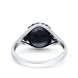 Filigree Petite Dainty Lab Opal Ring Solid Round Oxidized Lab Created White Opal 925 Sterling Silver