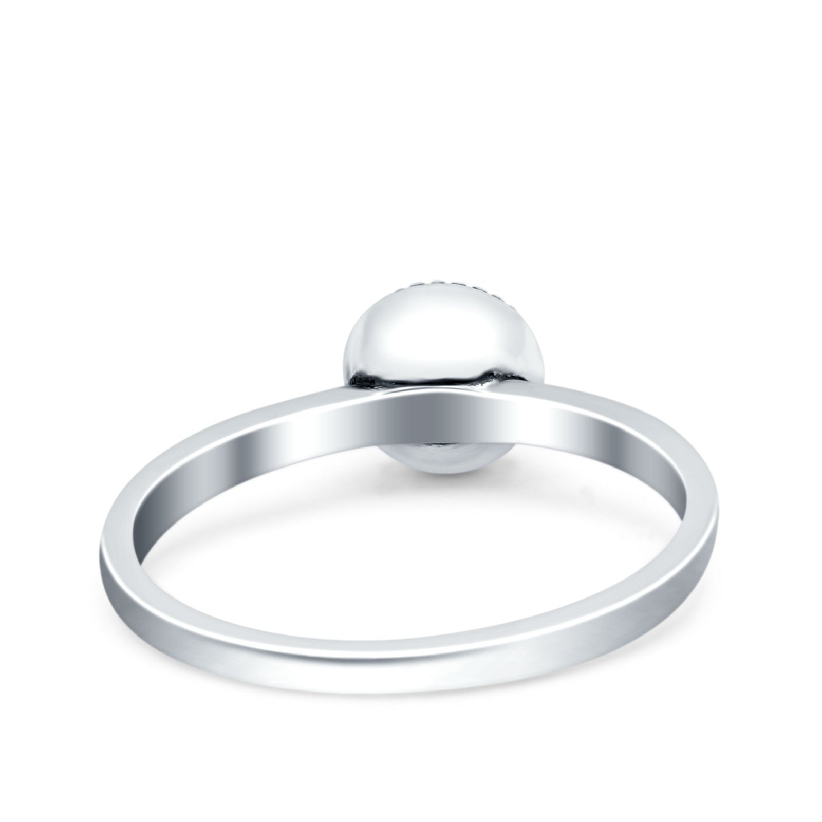 Petite Dainty Lab Opal Ring Solid Round Oxidized Simulated Turquoise 925 Sterling Silver