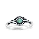 Filigree Petite Dainty Round Simulated Turquoise Promise Ring Band Oxidized 925 Sterling Silver
